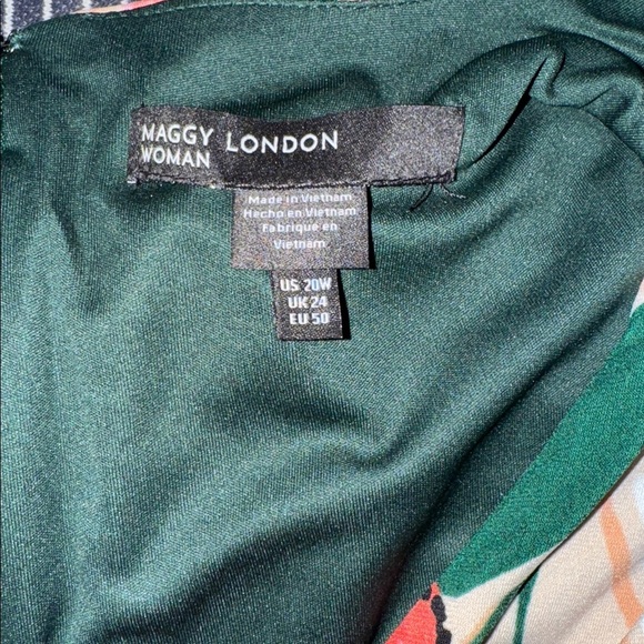 Maggy London Woman Plus Size 20W Green Pink Floral Sleeveless Maxi Dress - Picture 10 of 12